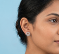 Round Open-Frame Earrings with Square Crystal