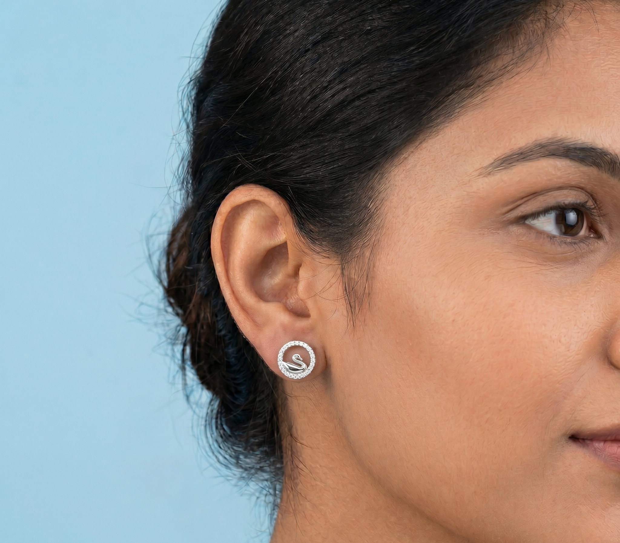 Open Circle Swan Earrings
