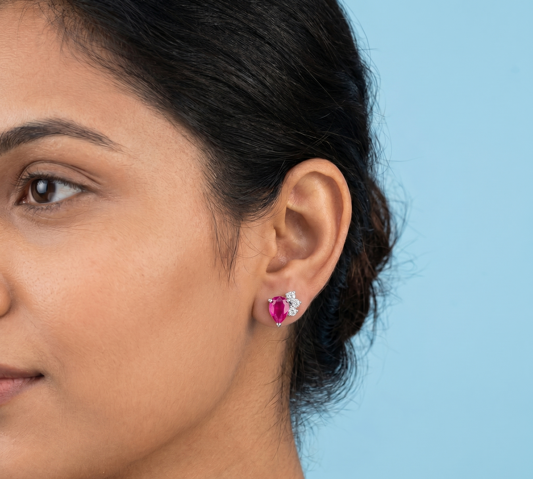 Two-Stone Pear and Round Cluster Earrings