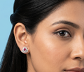 Modern Baguette-Cut Floral Earrings