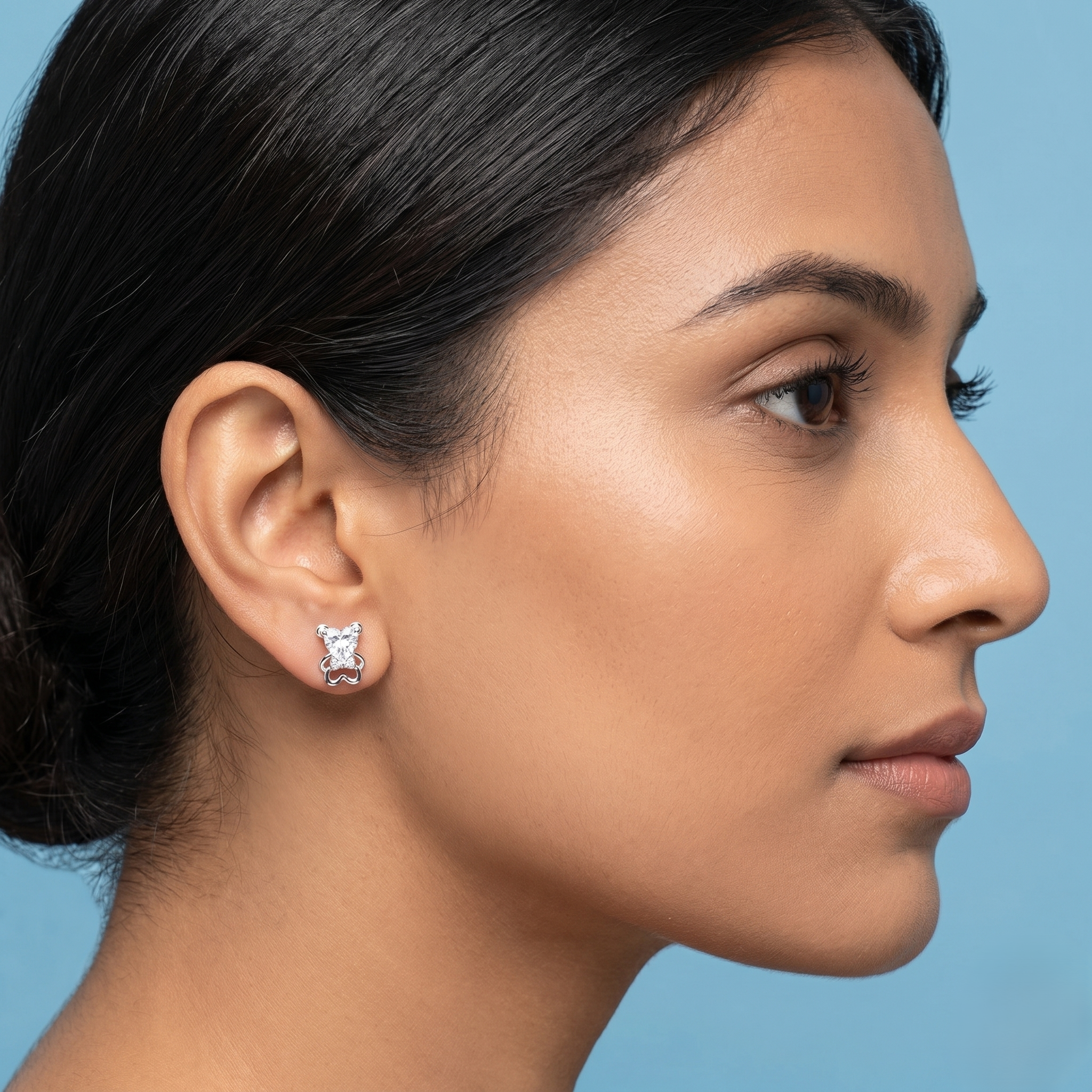 Teddy Bear Earrings with Heart Crystal
