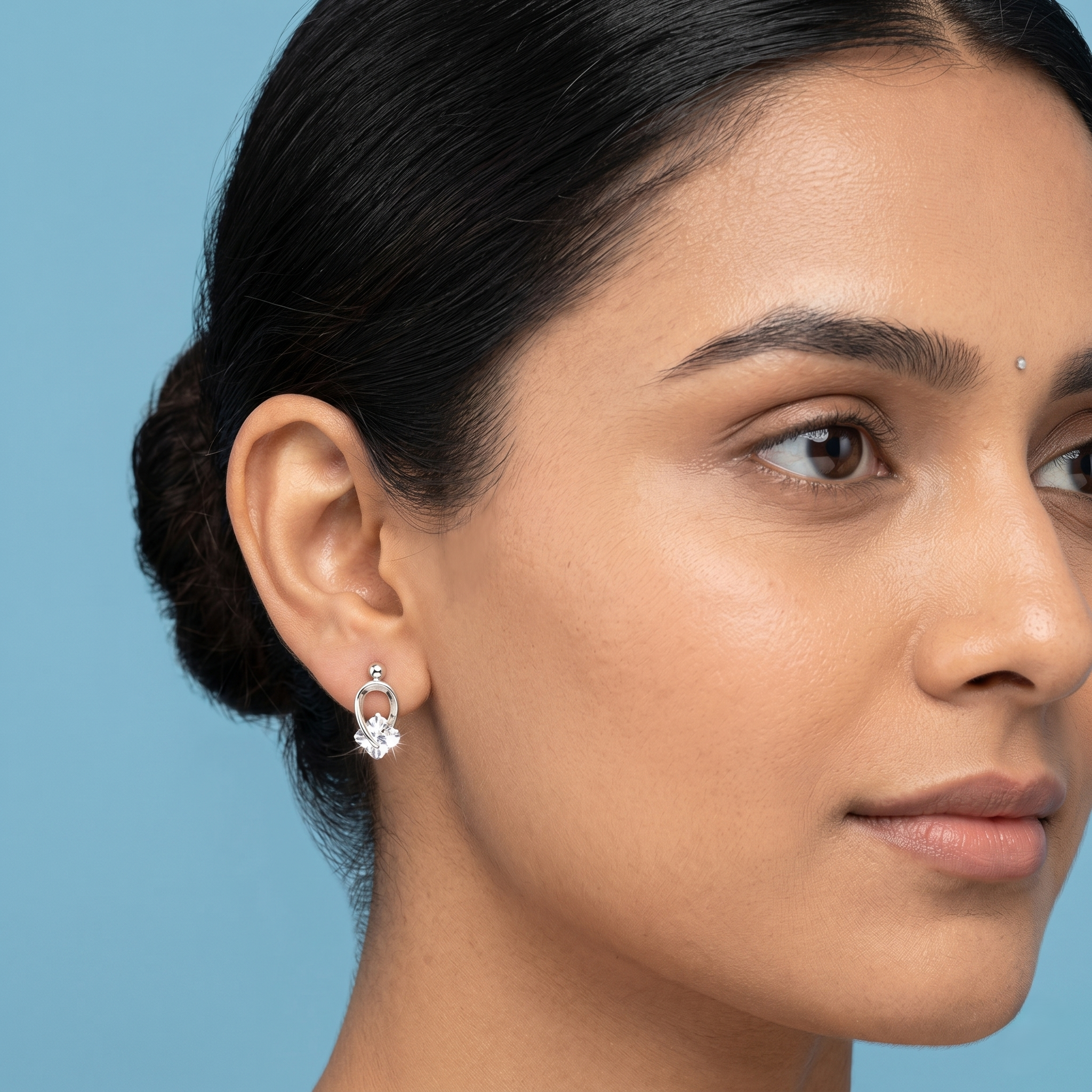 Open Teardrop Earrings with Brilliant Crystal