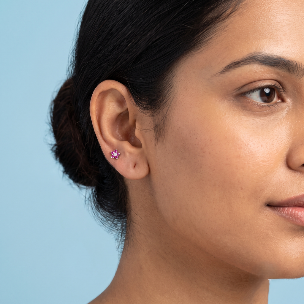Floral Pink Stud