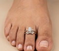 Double Band Toe Rings with Infinity Bow
