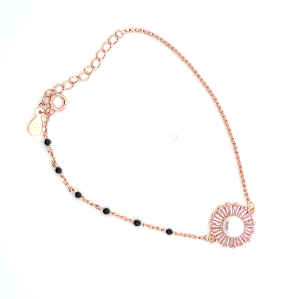 Pearl With Black Beeds Rosegold Bracelet