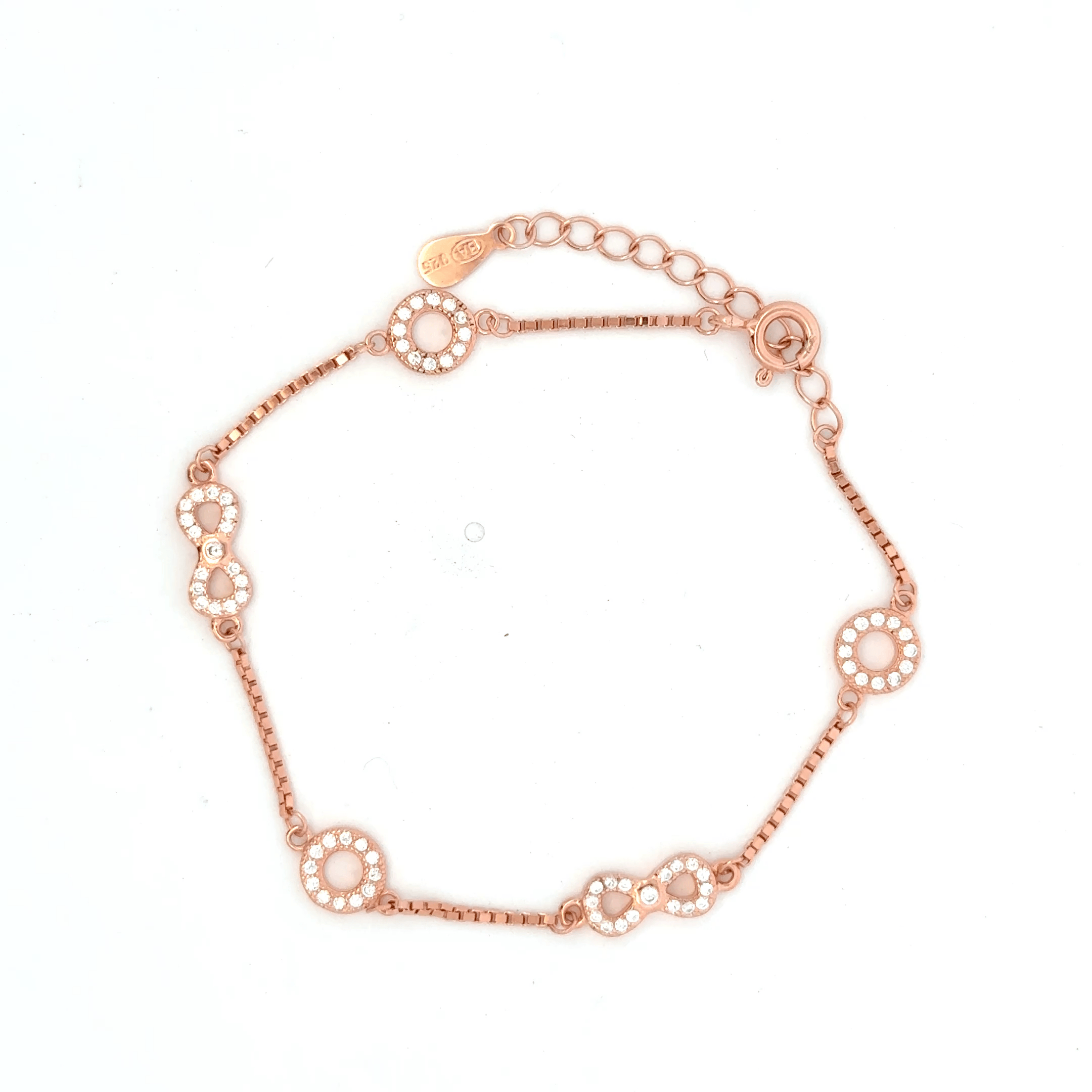 Infinity With Circle Rosegold Bracelet