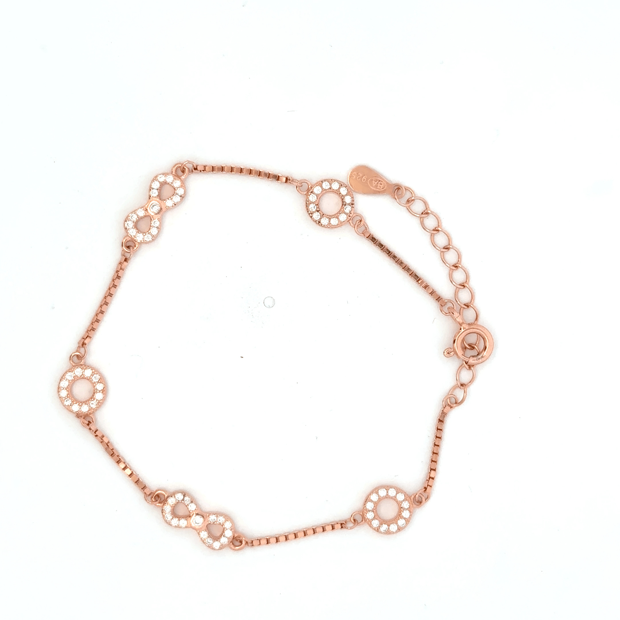 Infinity With Circle Rosegold Bracelet