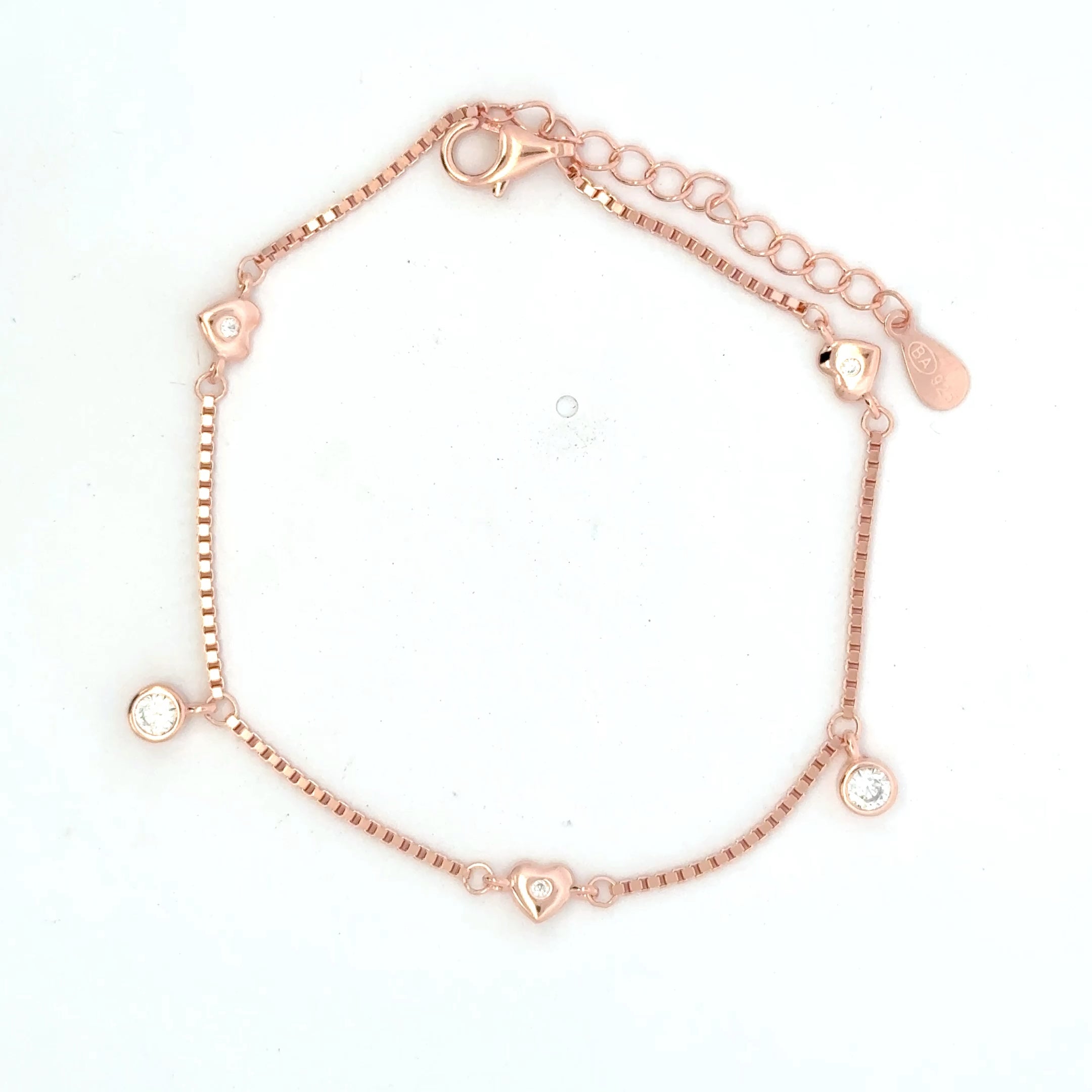 Single Stone Heart Rosegold Bracelet