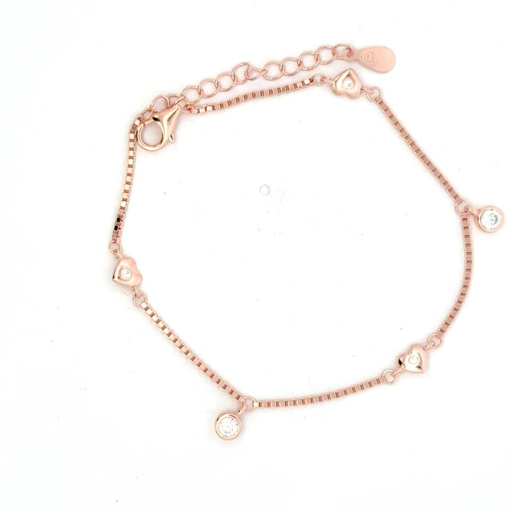 Single Stone Heart Rosegold Bracelet