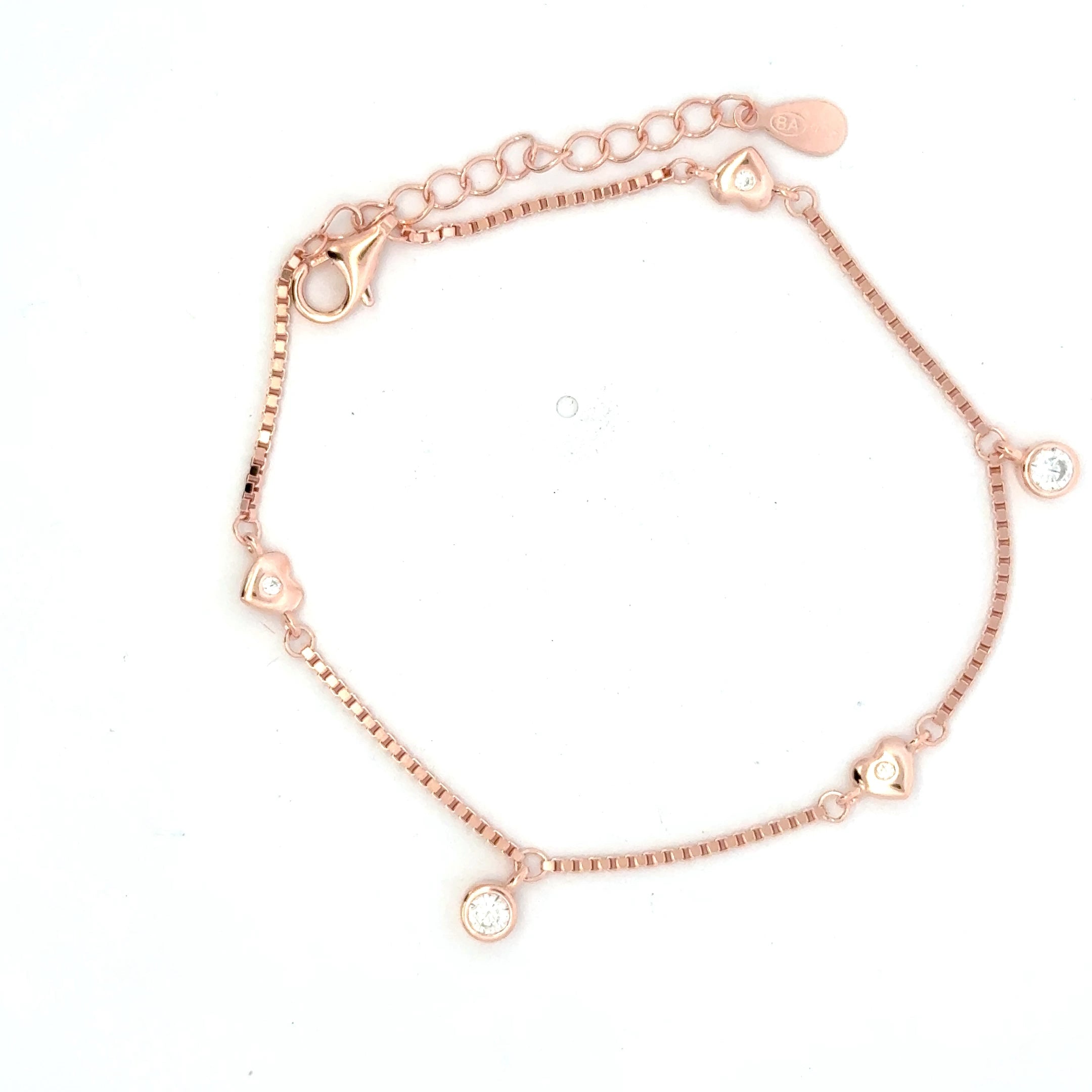 Single Stone Heart Rosegold Bracelet