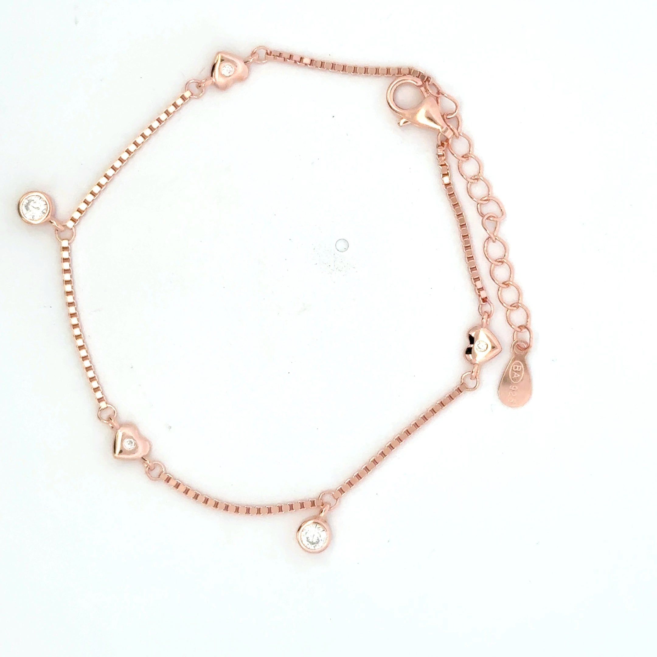 Single Stone Heart Rosegold Bracelet