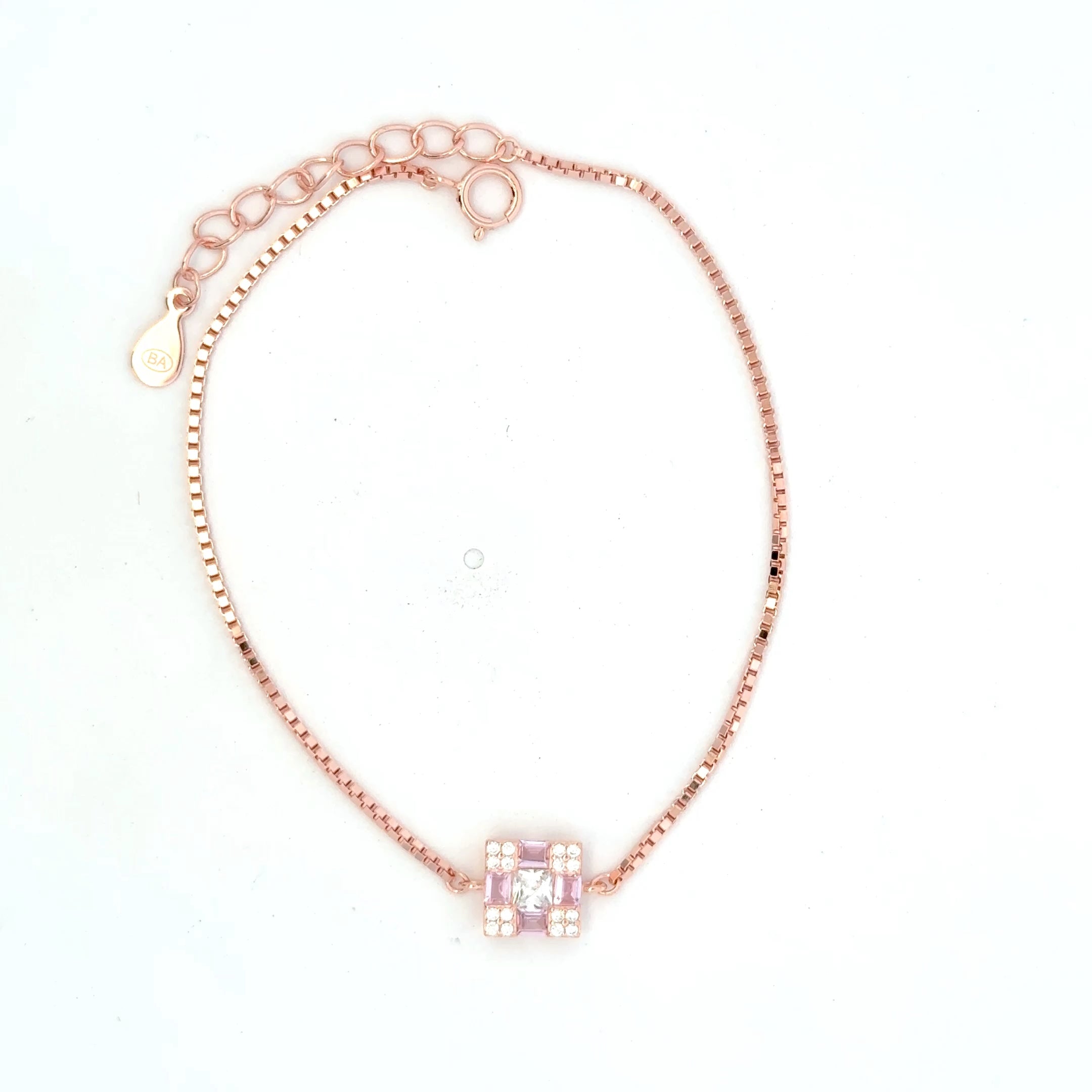 Single Square Stone Rosegold Bracelet