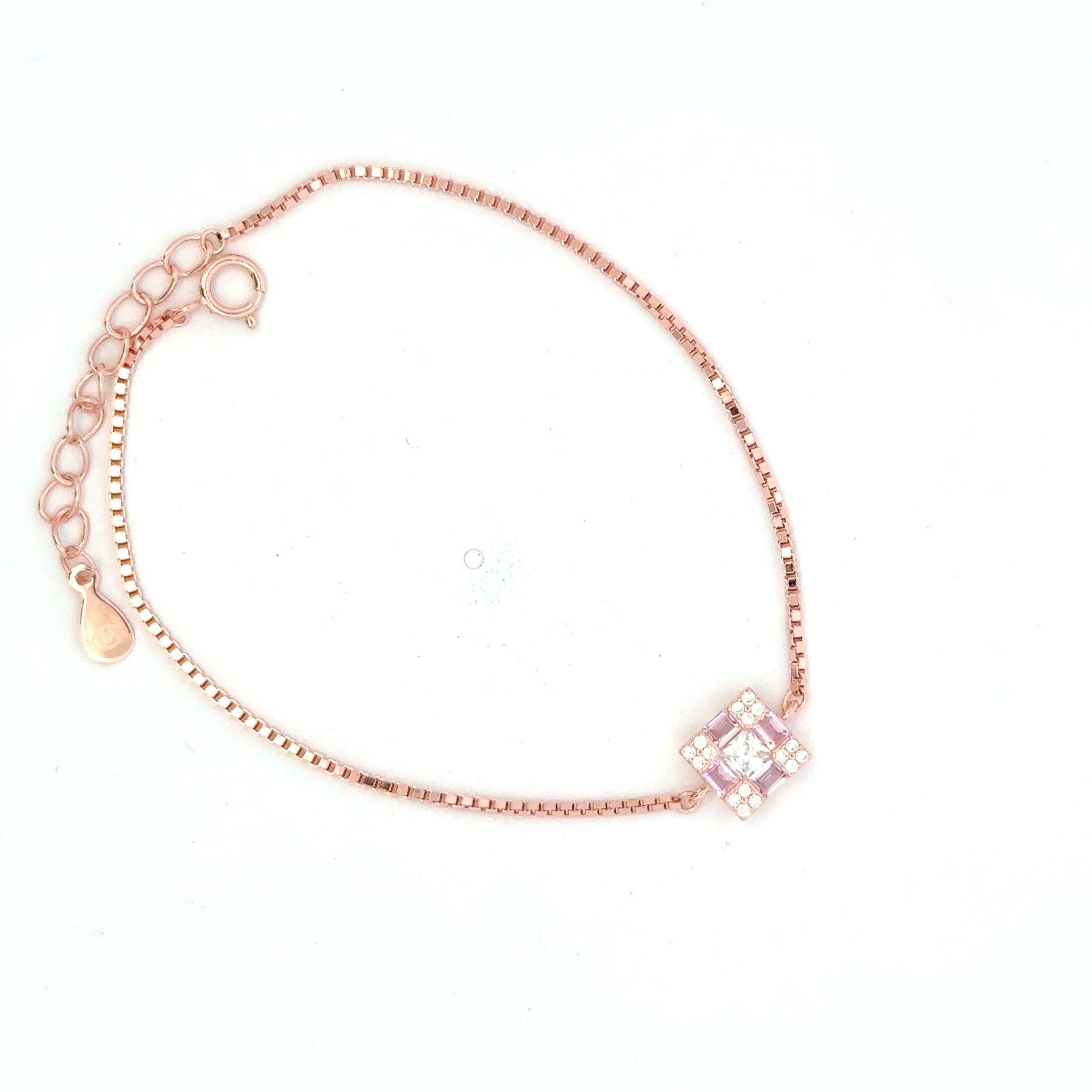 Single Square Stone Rosegold Bracelet