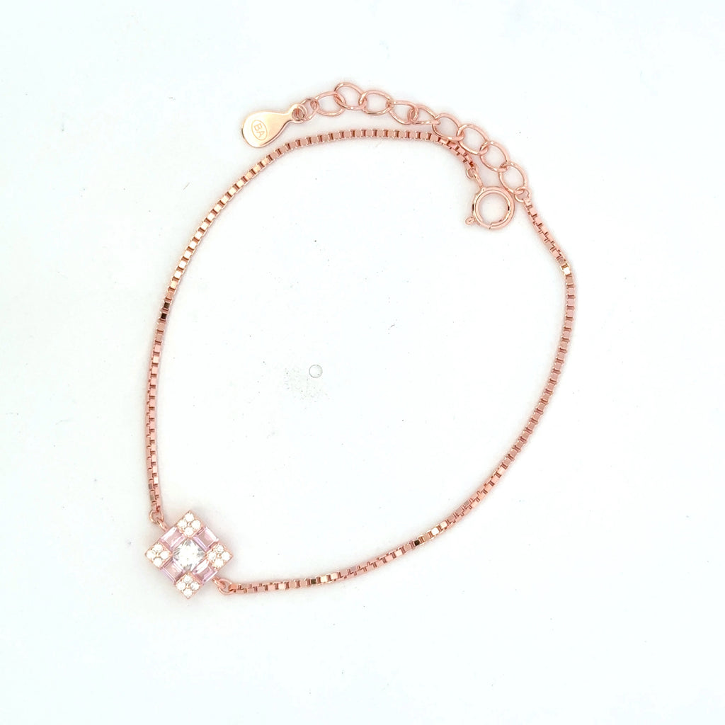 Single Square Stone Rosegold Bracelet