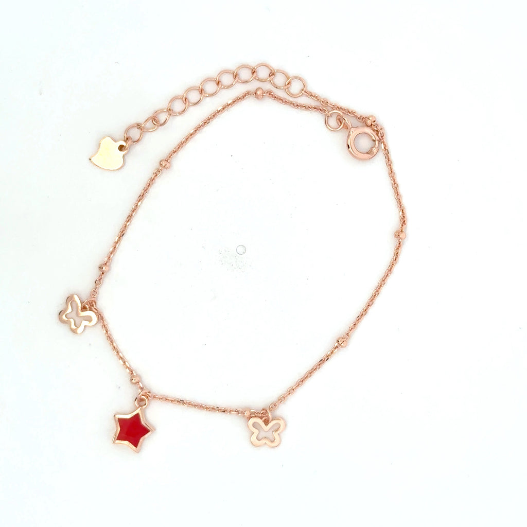 Red Star Charms Rosegold Bracelet