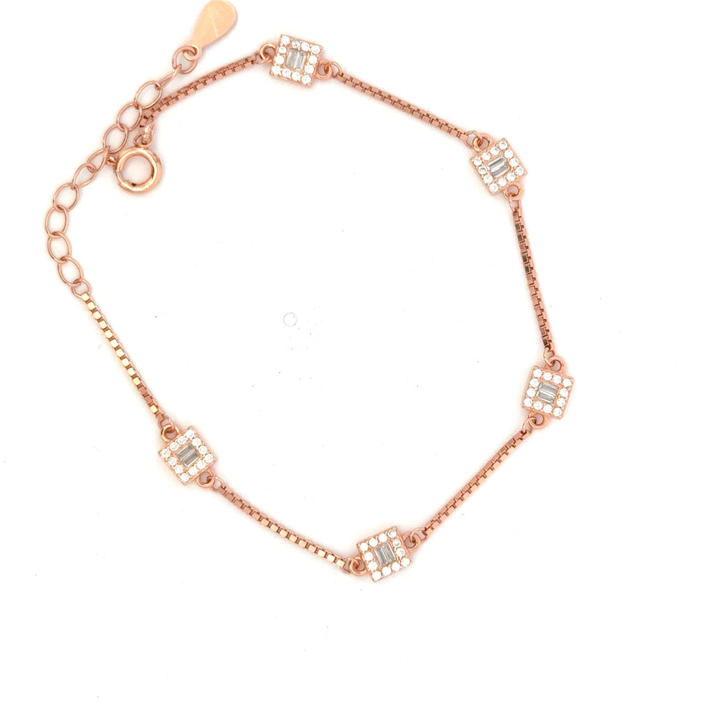 Square CZ Rosegold Bracelet