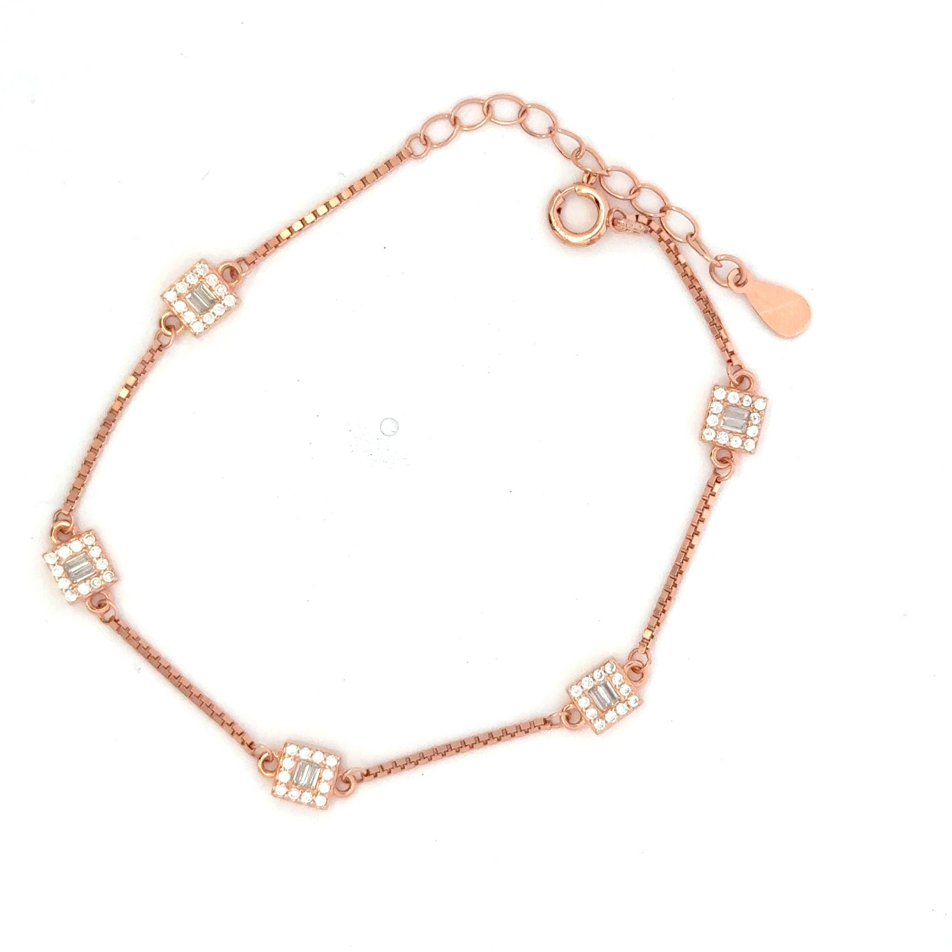 Square CZ Rosegold Bracelet