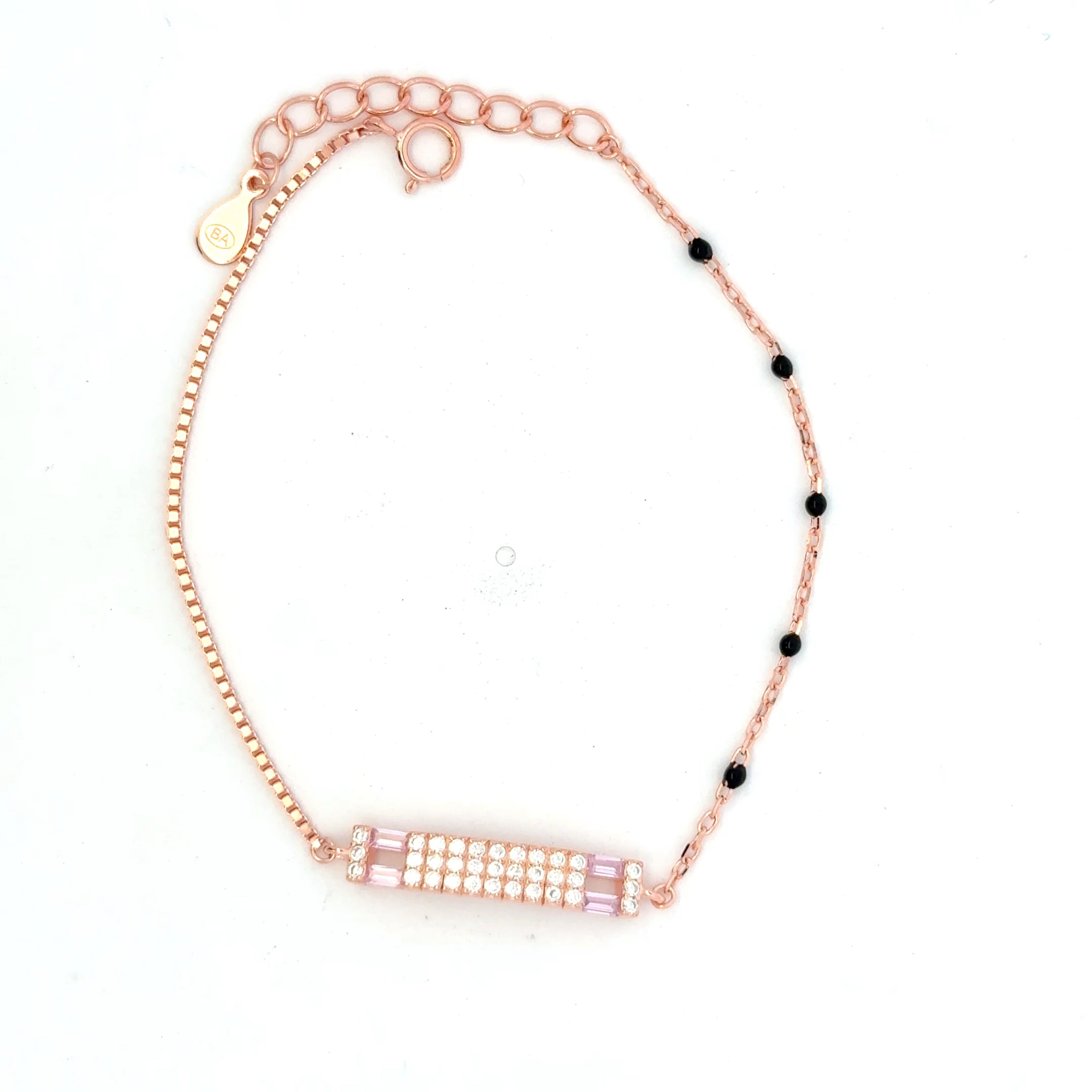 Black Beads Rosegold Bracelet