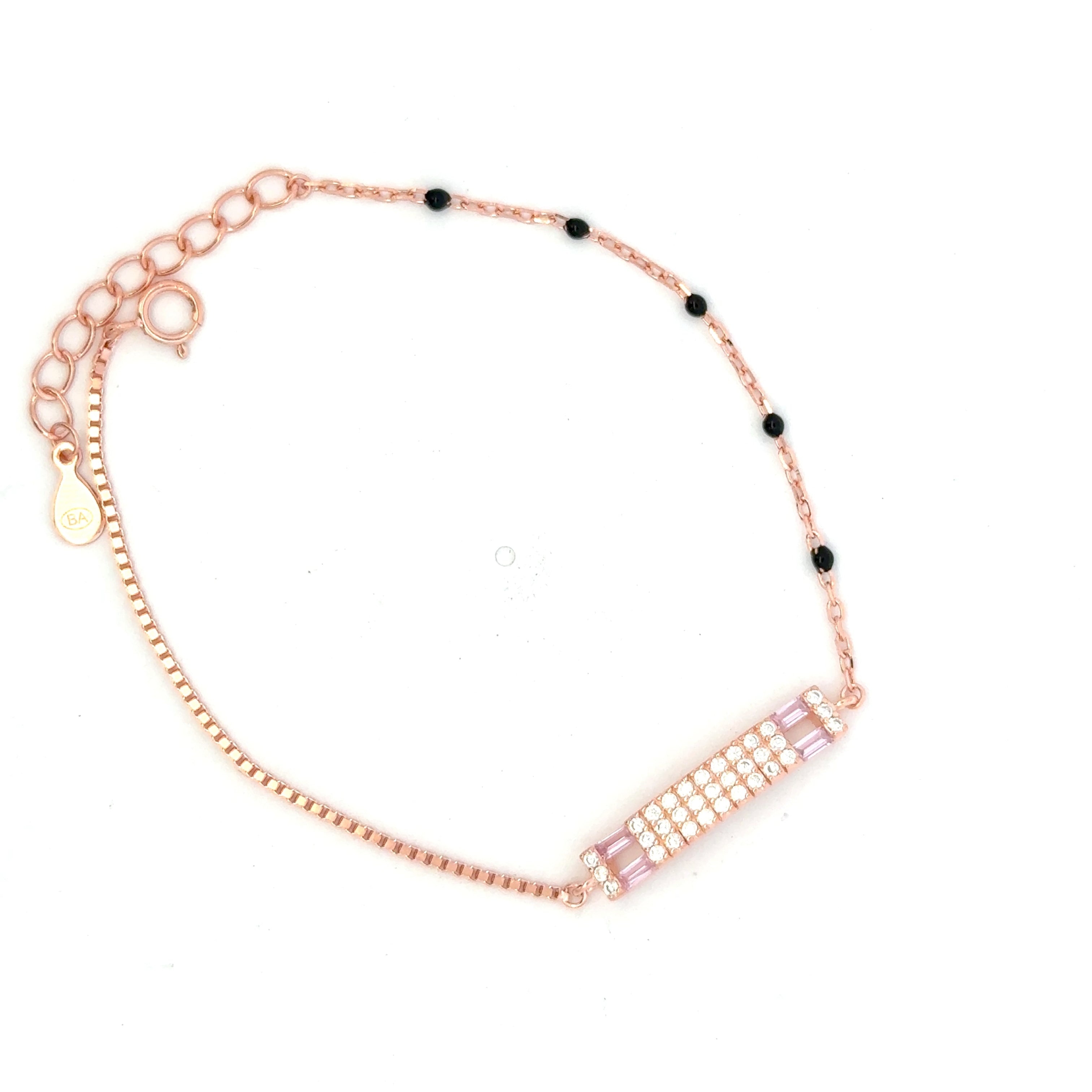 Black Beads Rosegold Bracelet