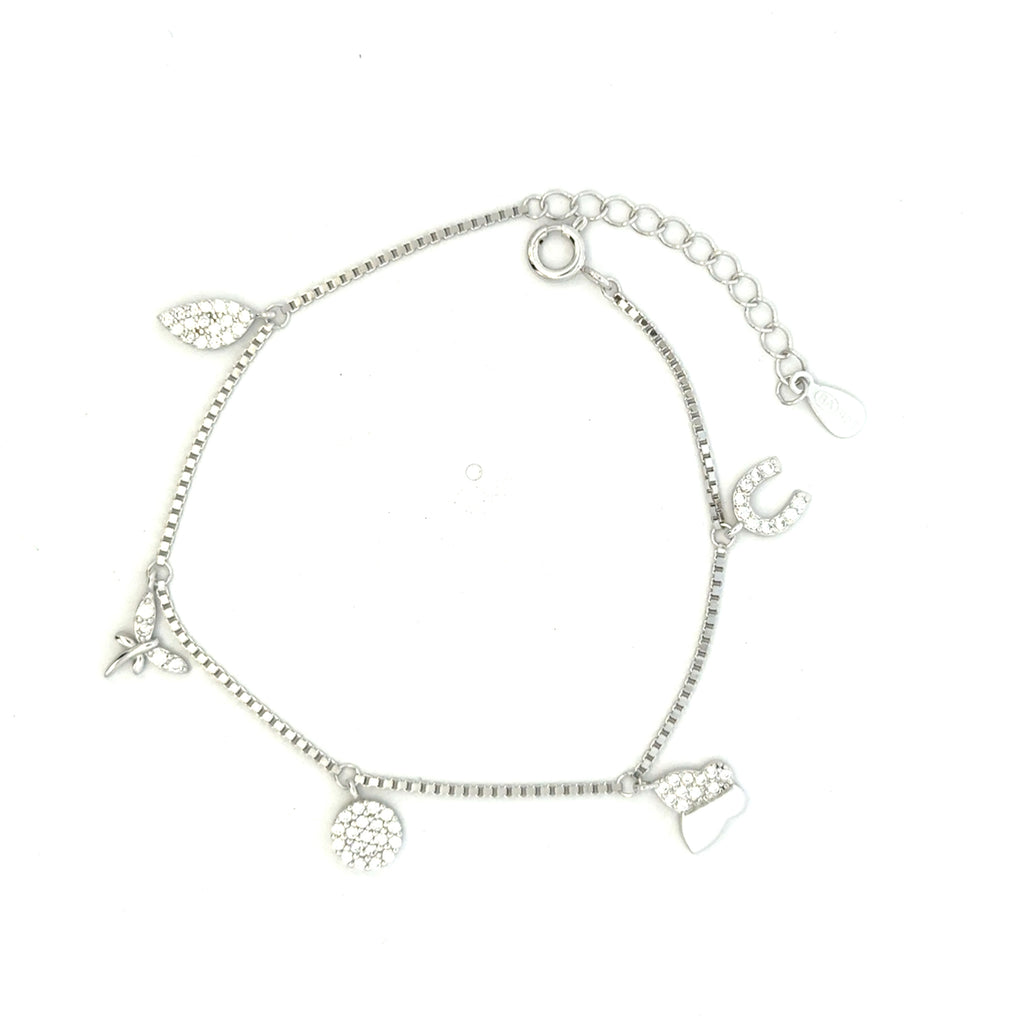 Butterfly and Leaf Charm Bracelet