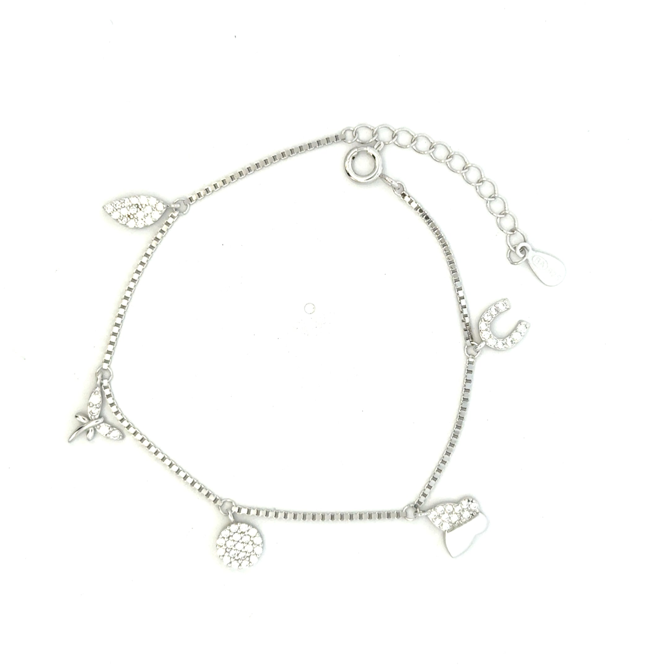 Butterfly and Leaf Charm Bracelet