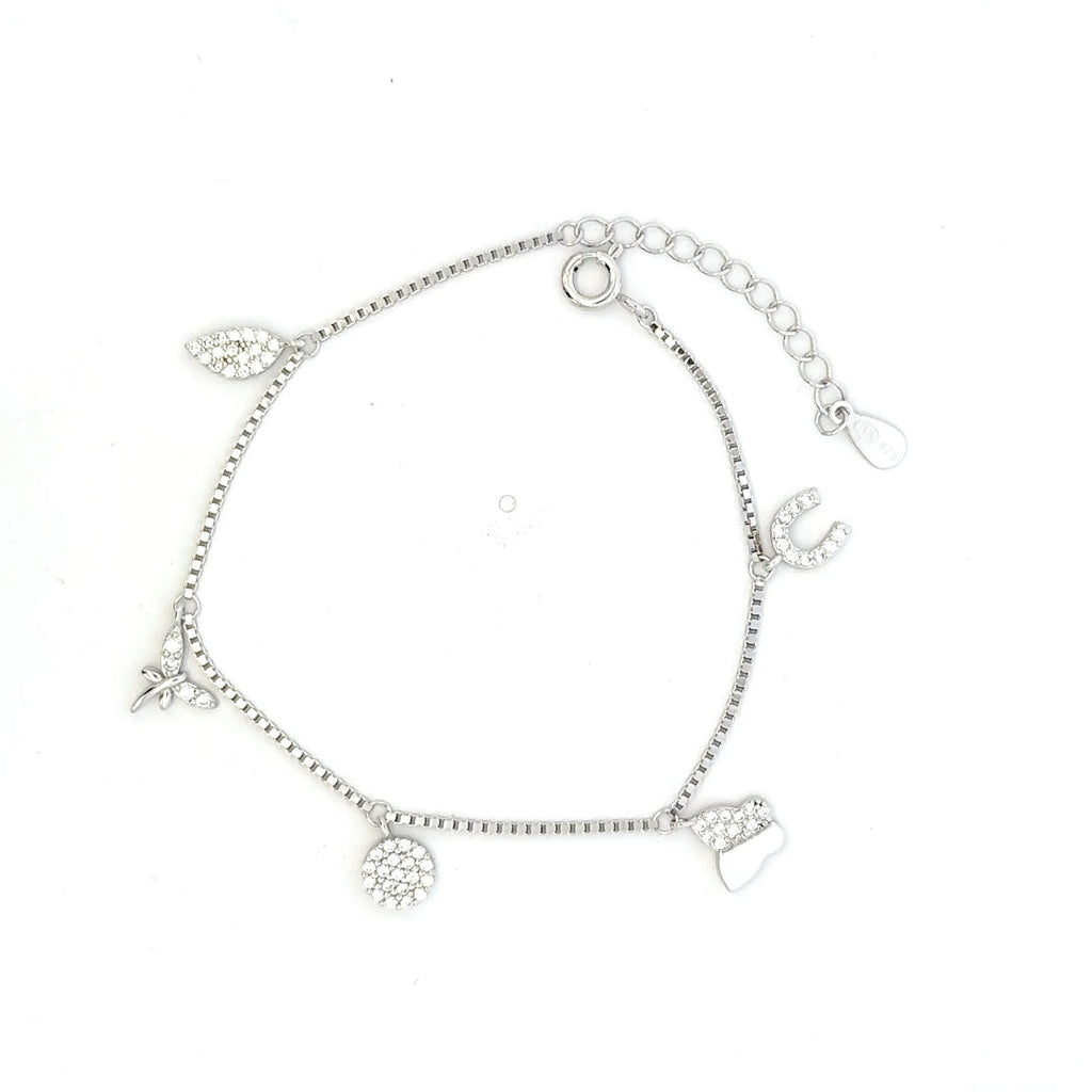 Butterfly and Leaf Charm Bracelet