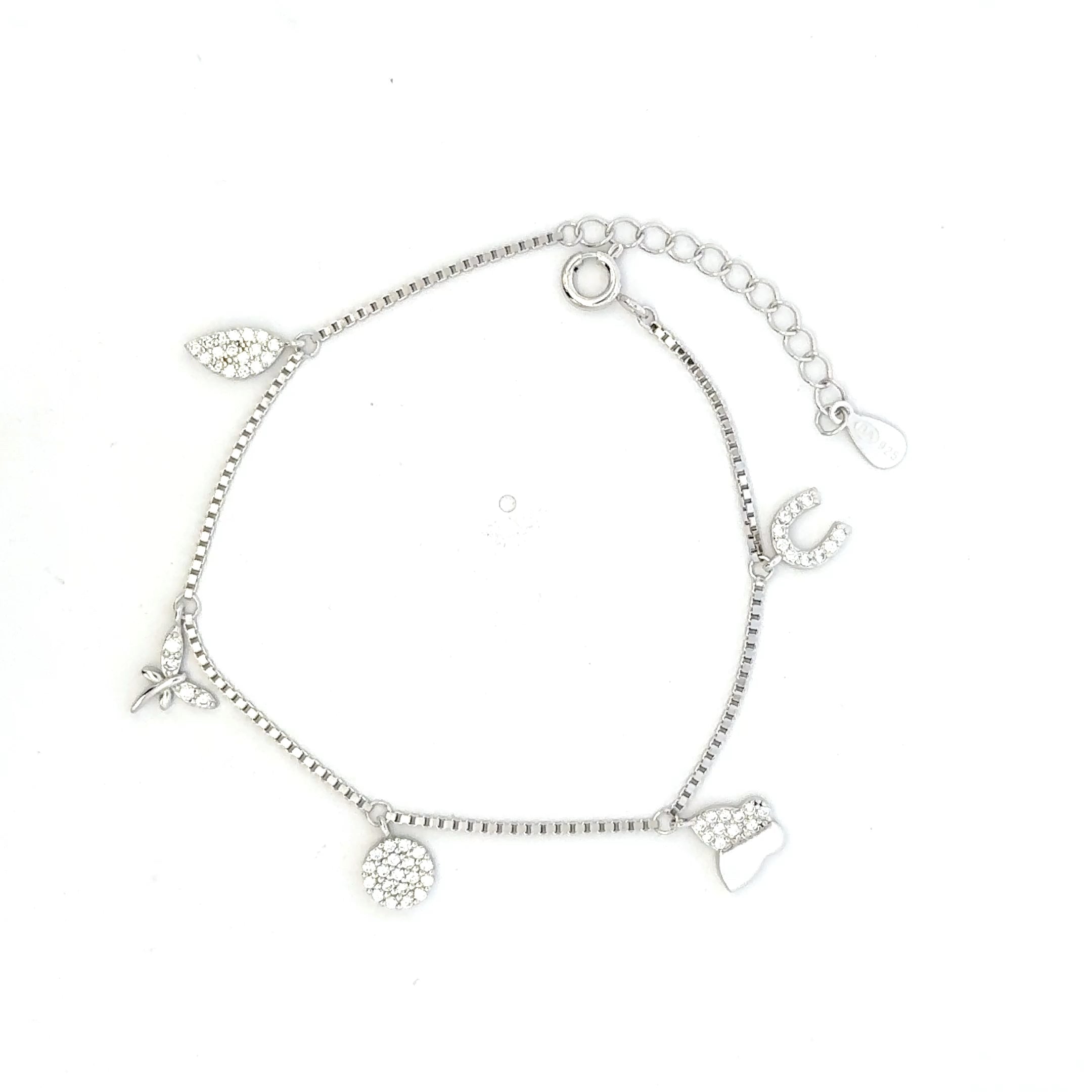 Butterfly and Leaf Charm Bracelet