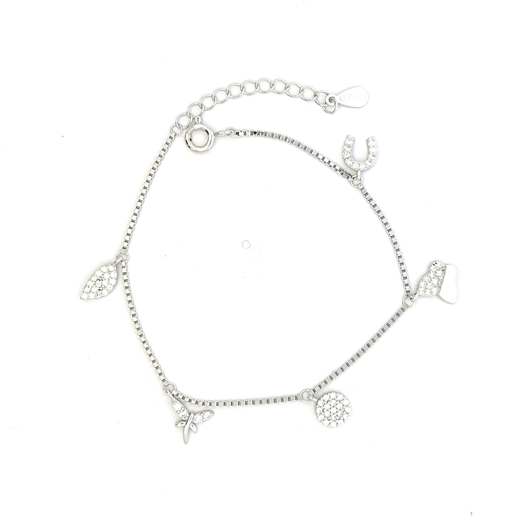 Butterfly and Leaf Charm Bracelet