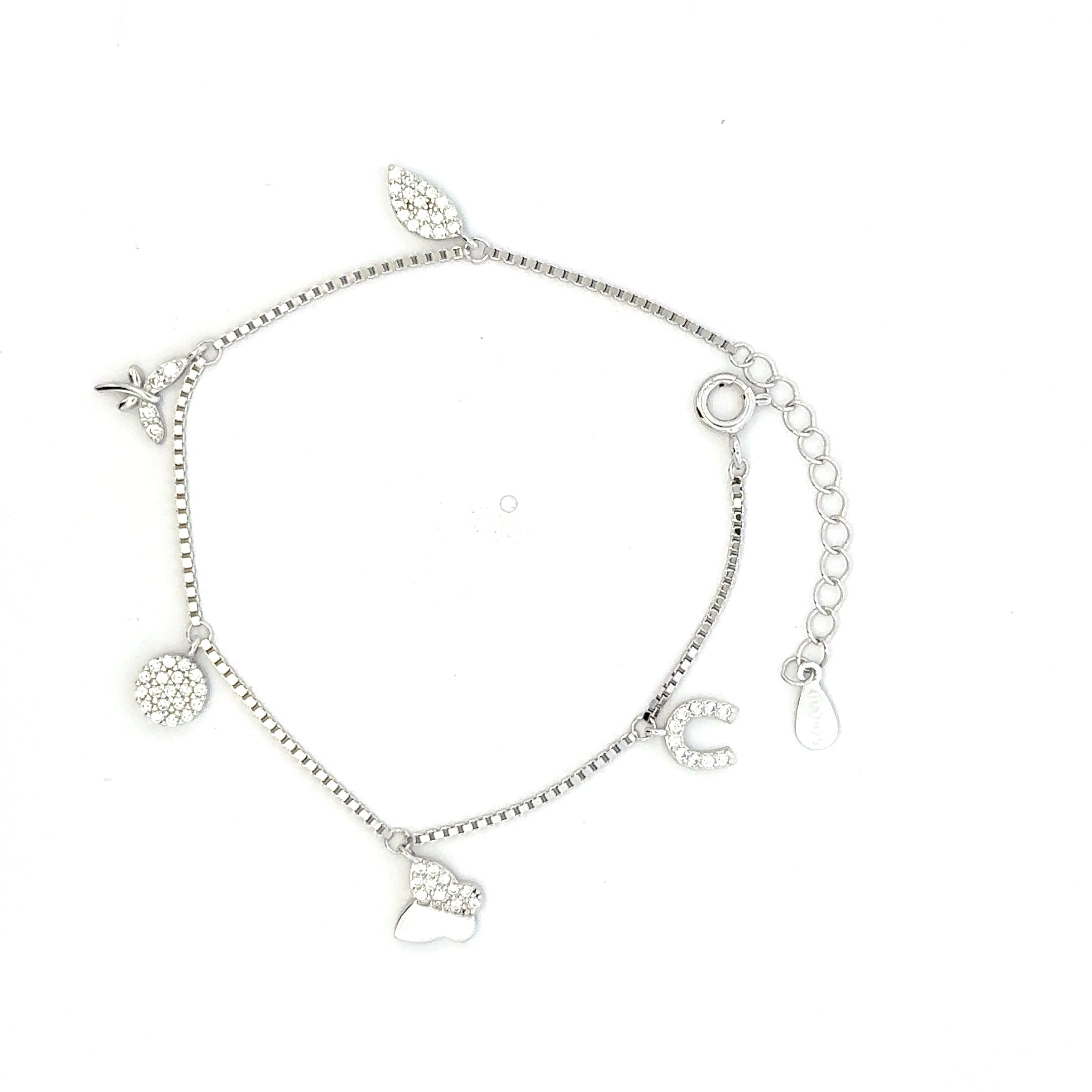 Butterfly and Leaf Charm Bracelet