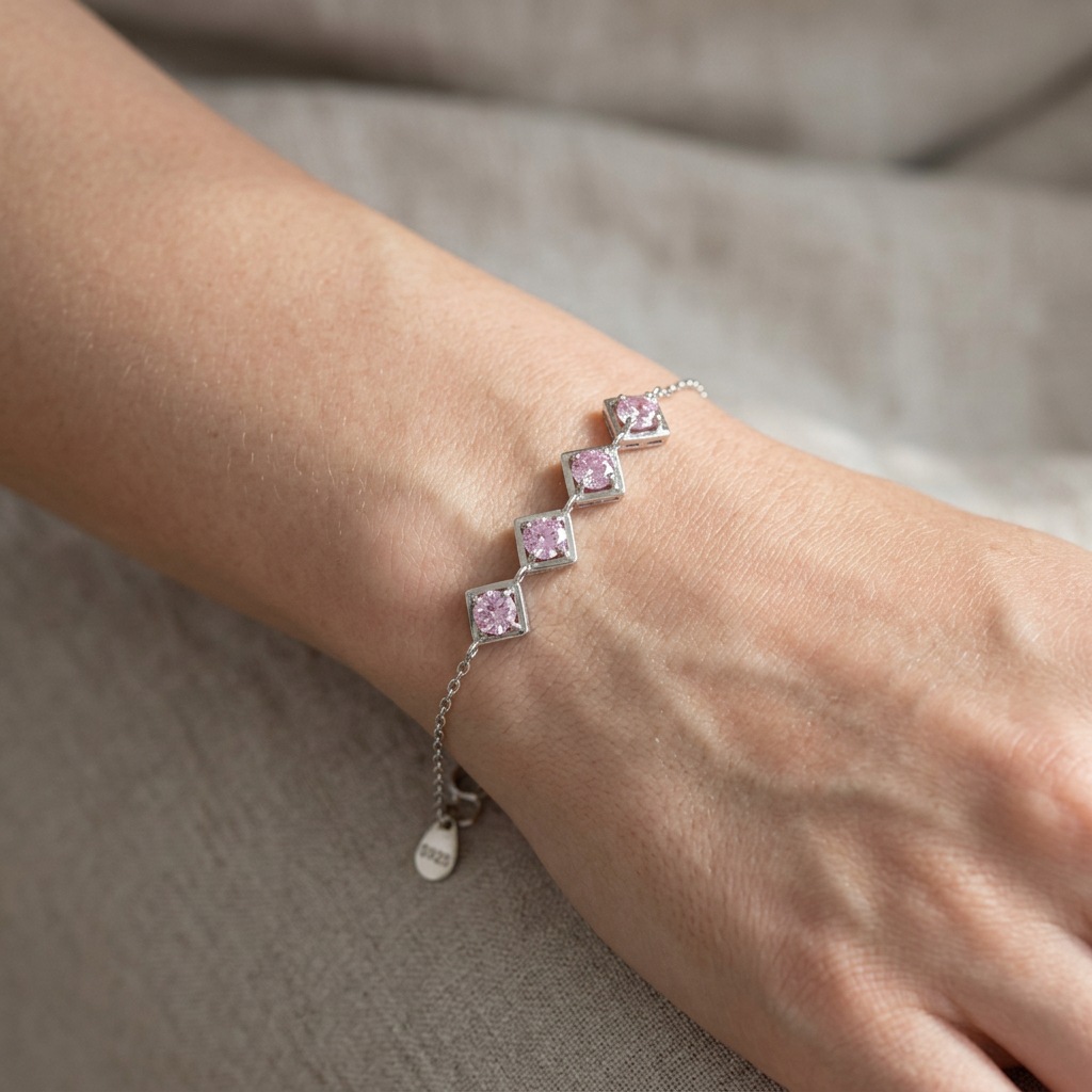 Single Pink Square Bracelet