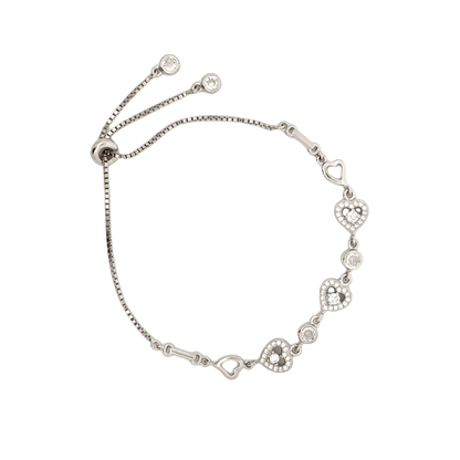Rhodium Heart charm bracelet