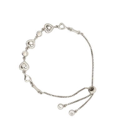 Rhodium Heart charm bracelet