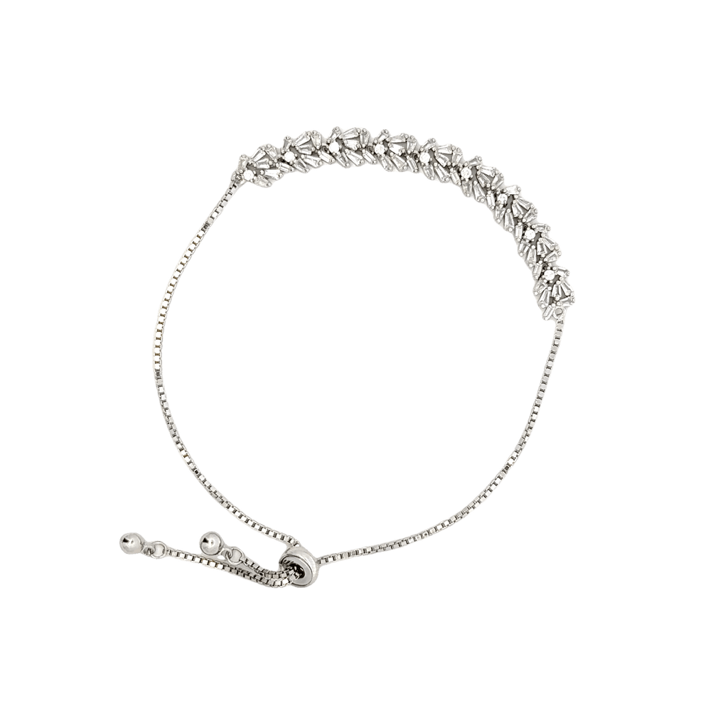 Rhodium with a Row of stones bracelet