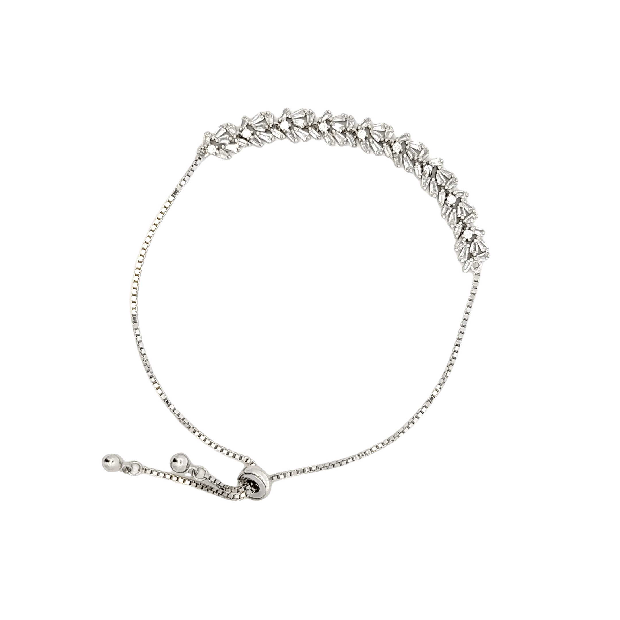 Rhodium with a Row of stones bracelet