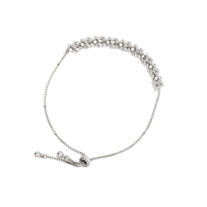 Rhodium with a Row of stones bracelet