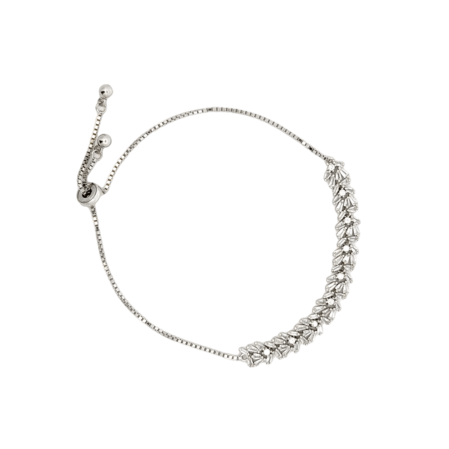 Rhodium with a Row of stones bracelet