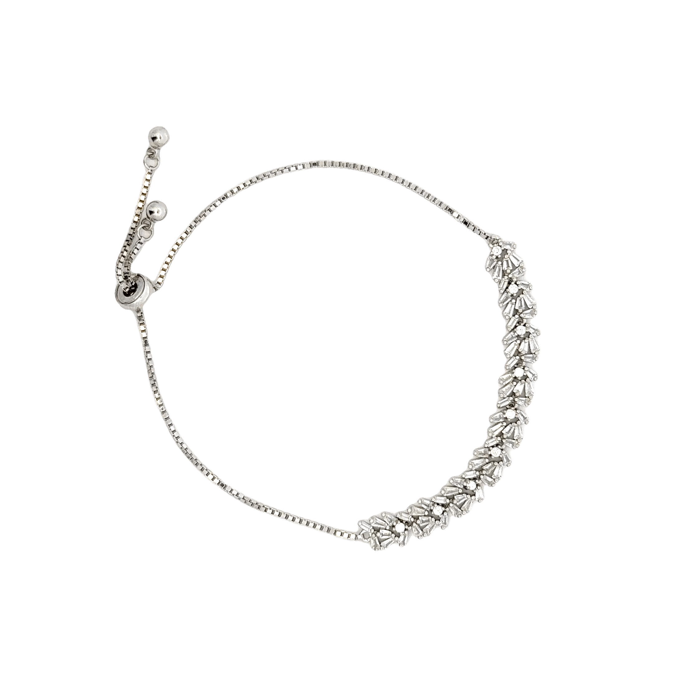 Rhodium with a Row of stones bracelet