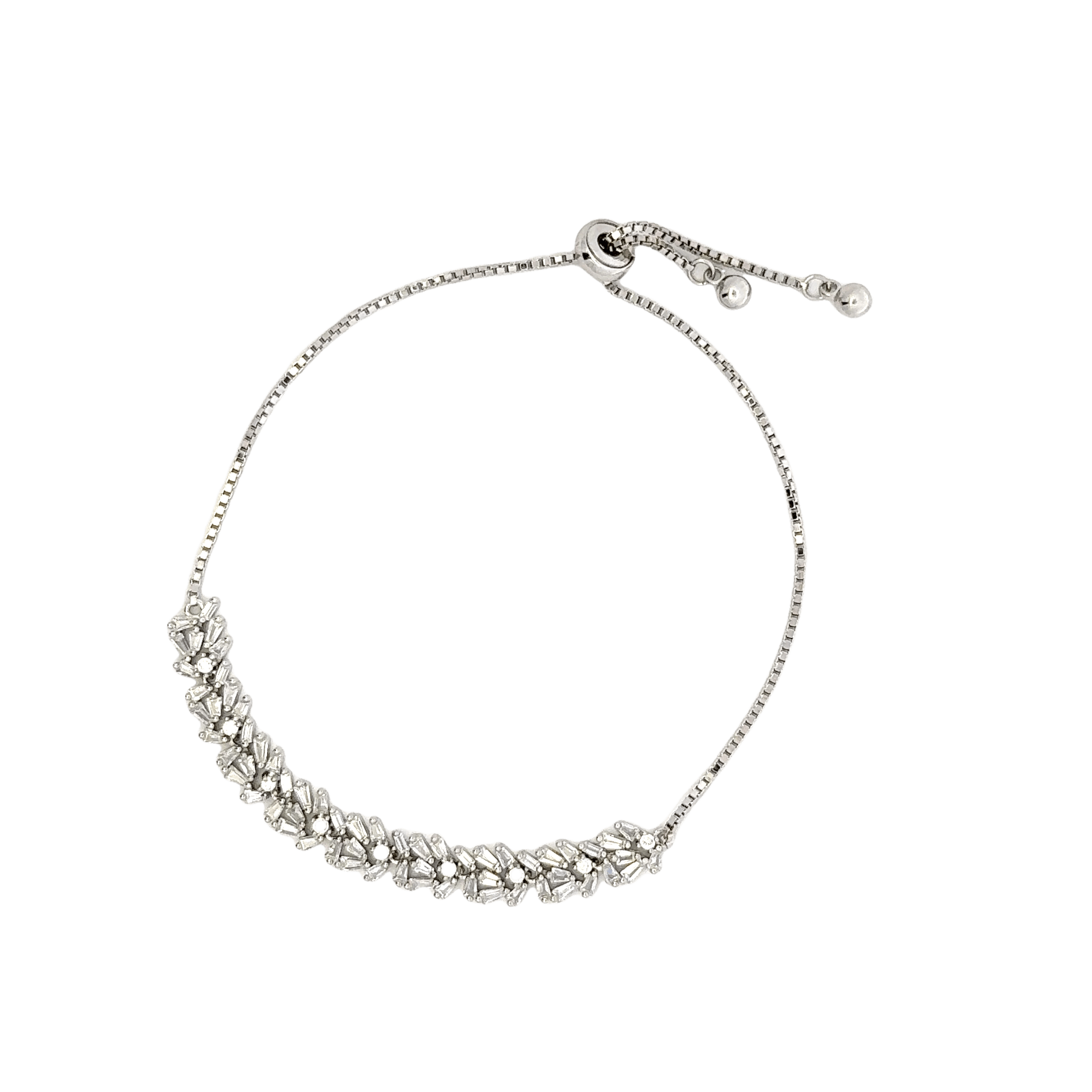 Rhodium with a Row of stones bracelet