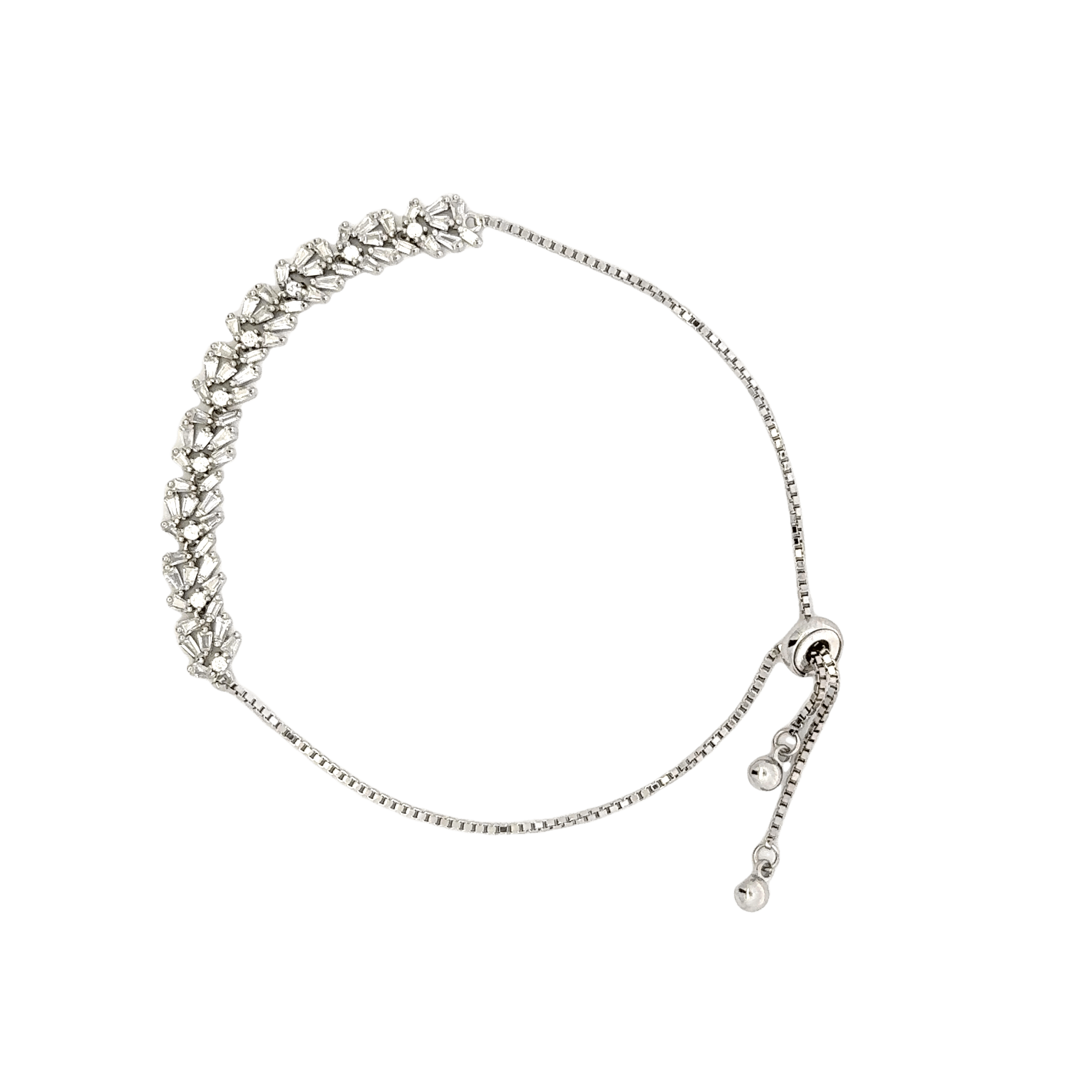 Rhodium with a Row of stones bracelet