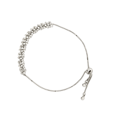 Rhodium with a Row of stones bracelet