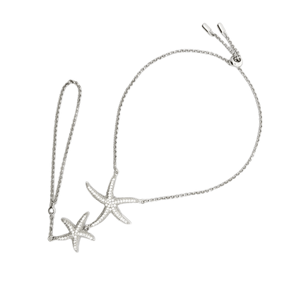 Rhodium starfish bracelet