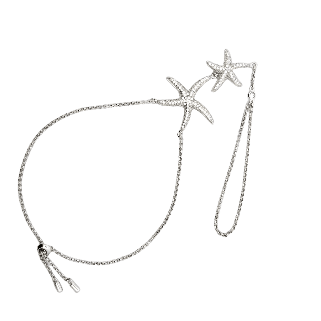 Rhodium starfish bracelet