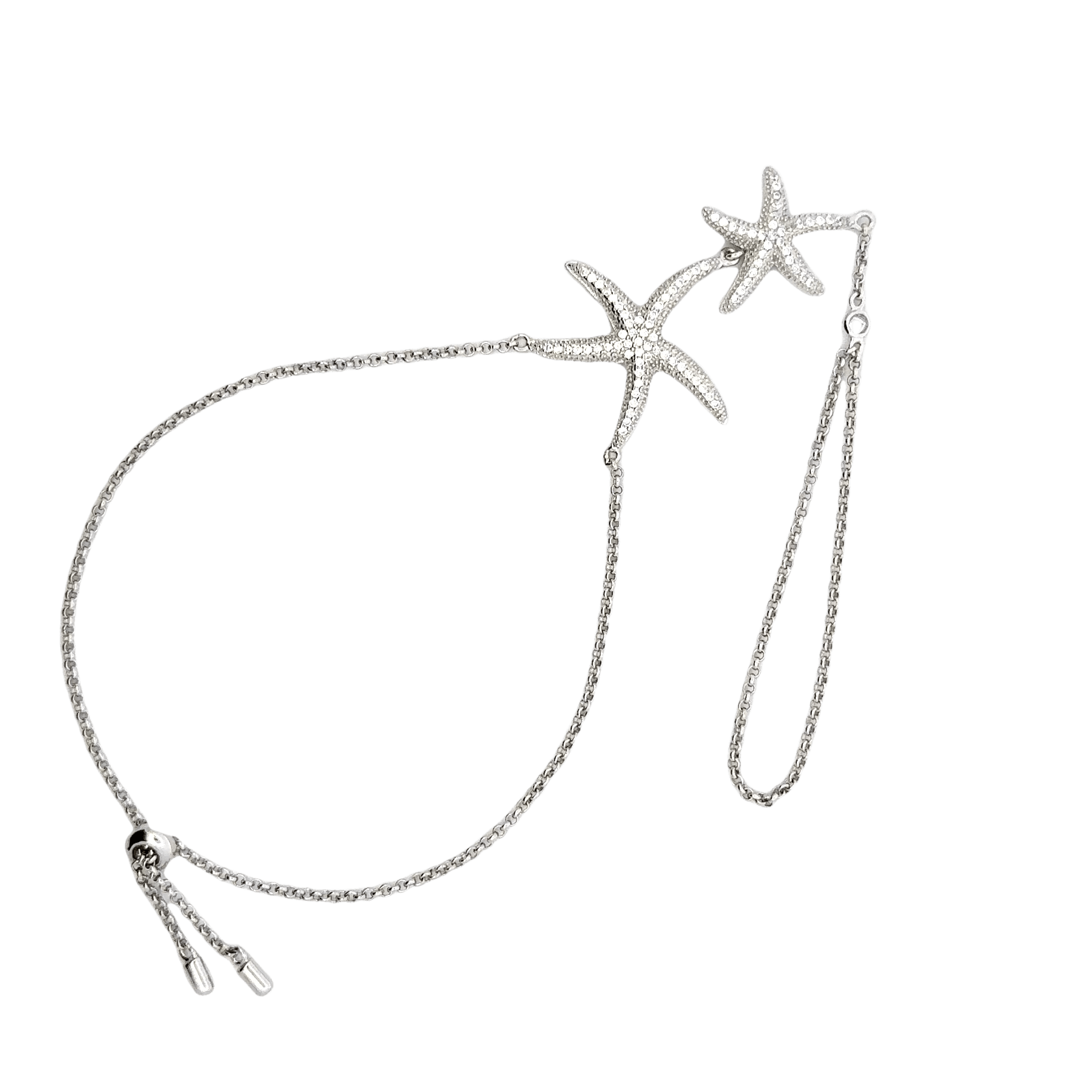 Rhodium starfish bracelet