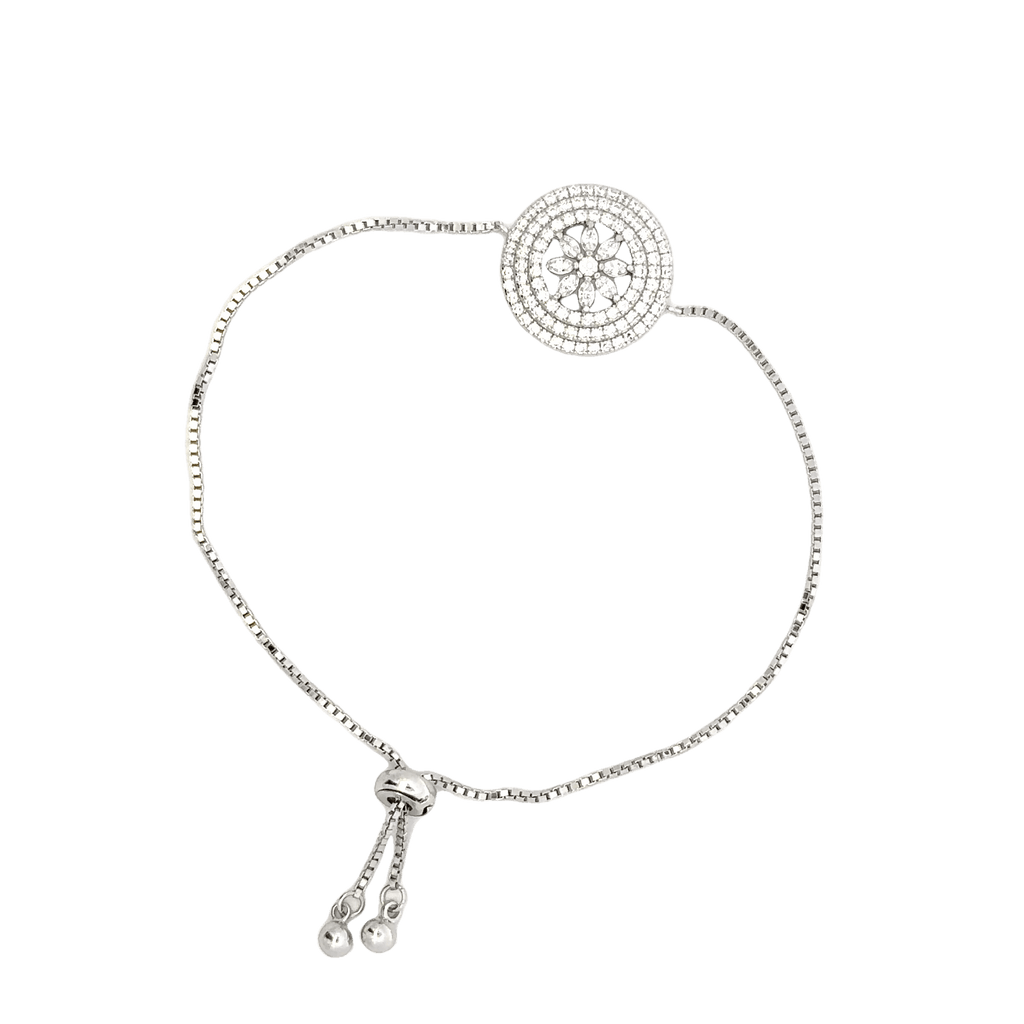 Rhodium wheel of life bracelet