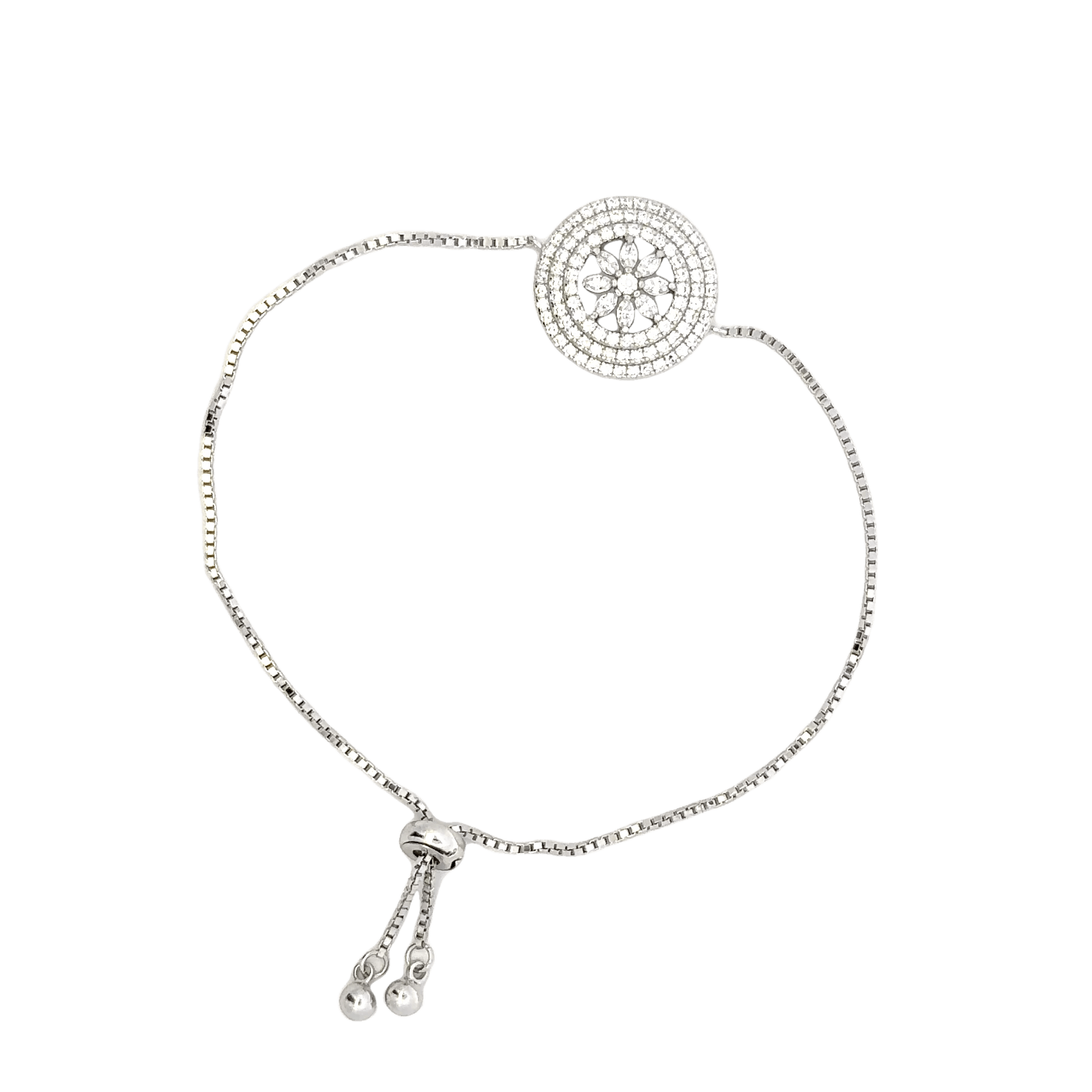 Rhodium wheel of life bracelet