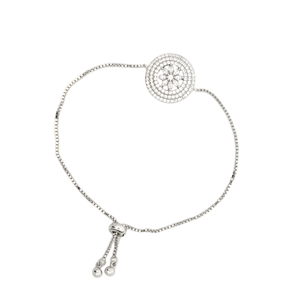 Rhodium wheel of life bracelet