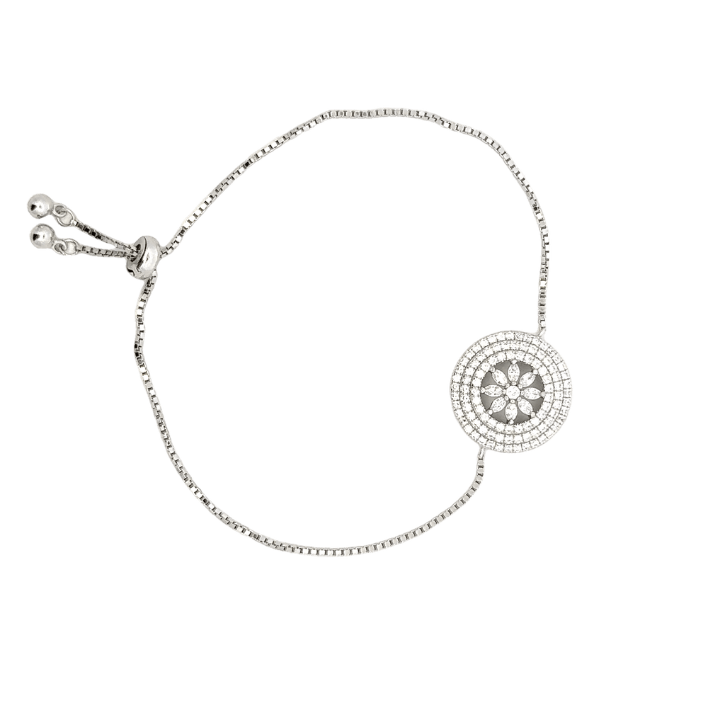 Rhodium wheel of life bracelet