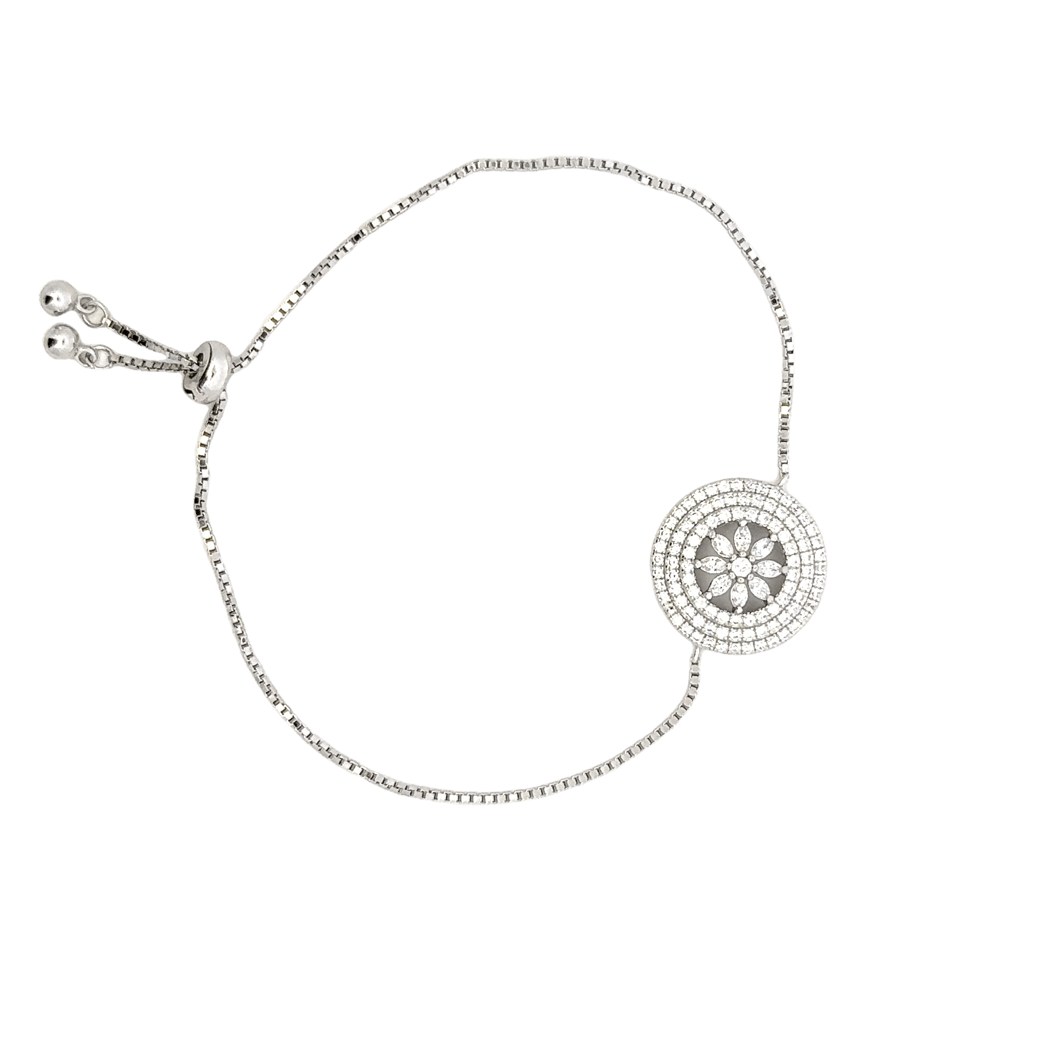Rhodium wheel of life bracelet