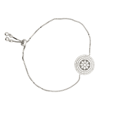 Rhodium wheel of life bracelet