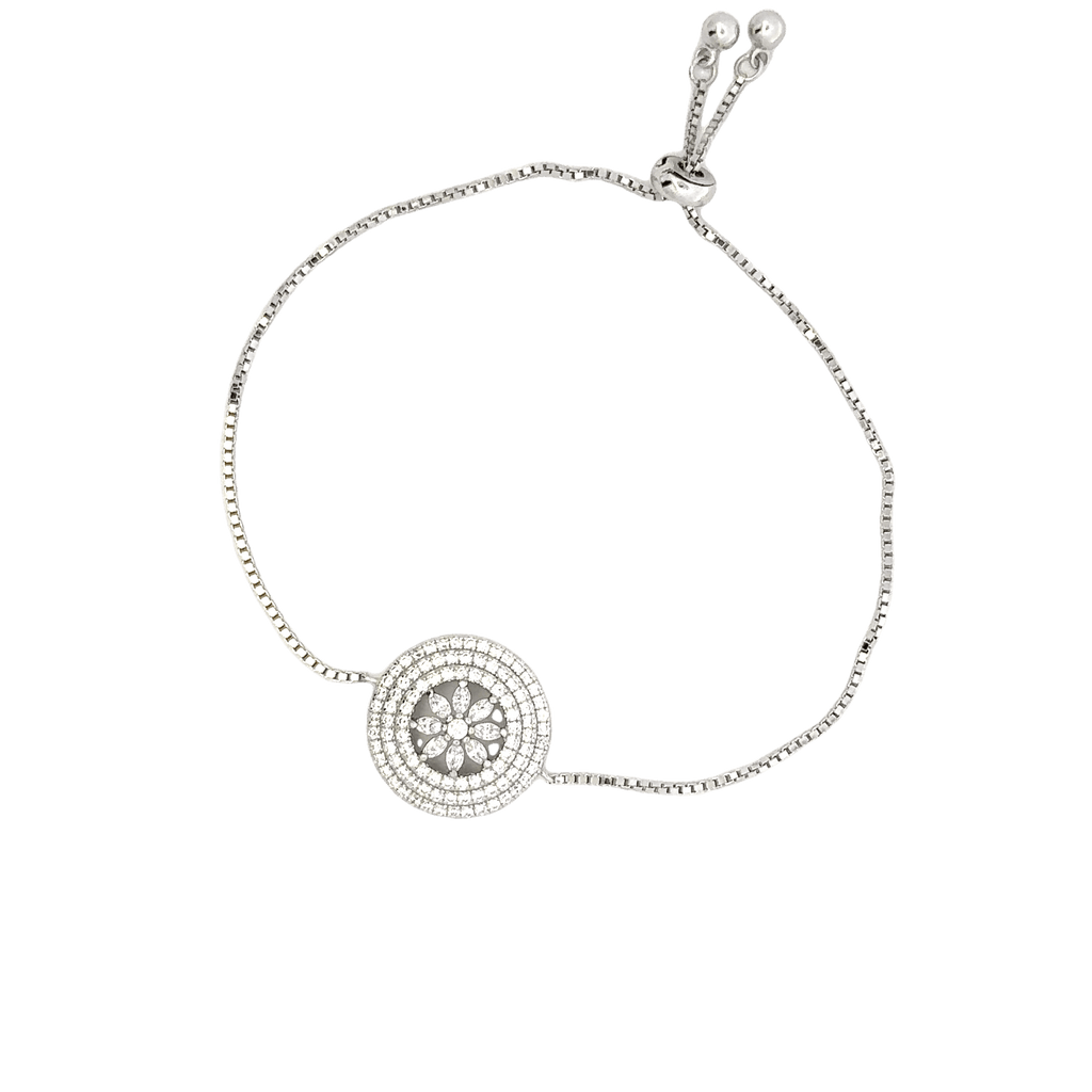 Rhodium wheel of life bracelet